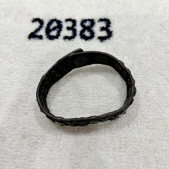 Vintage DIESEL Dark Brown Double Line Studs Button Closure Leather Bracelet - Picture 2 of 8